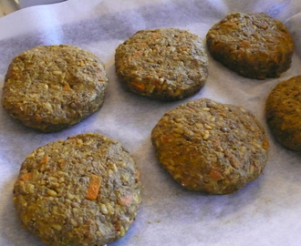 Curried Lentil, Rice and Carrot Burgers