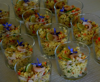 Salade met couscous en garnalen