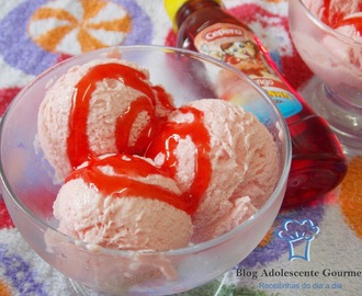 sorvete de gelatina  de morango