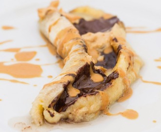 Baked Banana with Chocolate and Peanut Butter