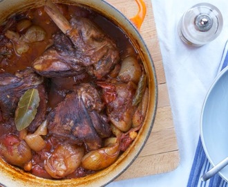 Slow cooked lamb shanks with chick peas