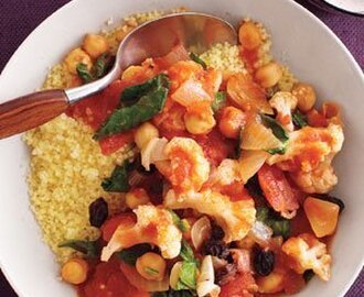 Cauliflower and Chickpea Stew With Couscous