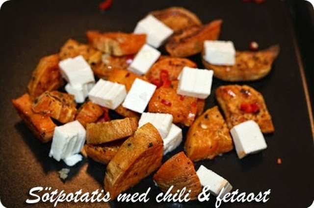 Vegetariskt: Sötpotatis med chili och fetaost