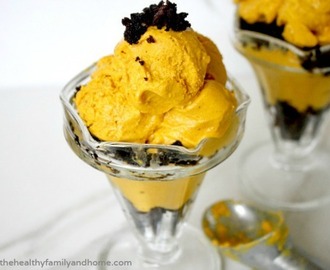 Pumpkin Ice Cream and Brownie Parfait