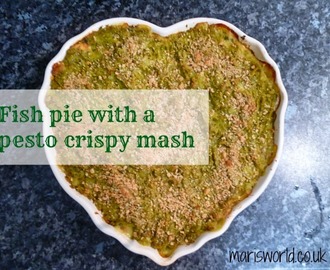 Fish pie with a pesto flavoured crispy topped mash