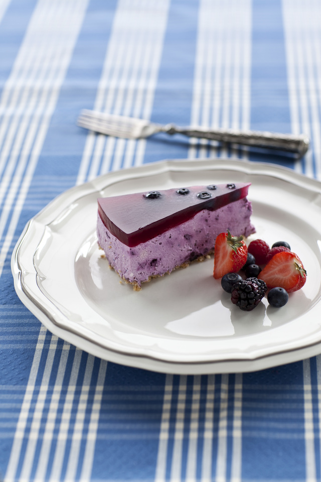 Hallon & blåbärs cheesecake