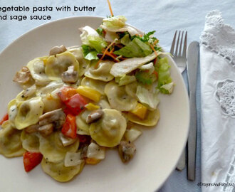 Vegetable pasta with butter and sage sauce