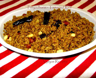 Puliyodharai  - Authentic  Pulihora - Tamarind Rice -  Step Wise Pictures