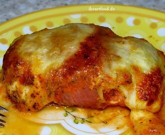 Mozzarella-Schnitzel im Schinkenmantel