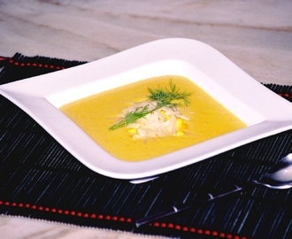 Zupa - krem z młodej marchwi, młodych ziemniaków, kukurydzy i imbiru ze szczyptą cynamonu i innych przypraw