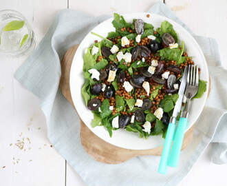 Linzen spinazie salade met druiven