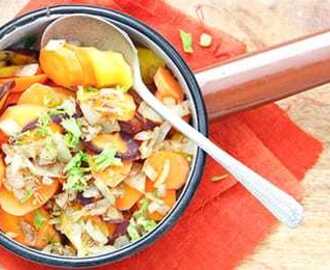 Tunesisch gekruide worteltjes (Mzoura) met kabeljauw en couscous