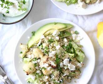 Quinoa salade met geroosterde bloemkool en courgette