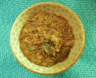 Grön linsgryta – Gröna linser i kokosmjölk – Cherupayar curry