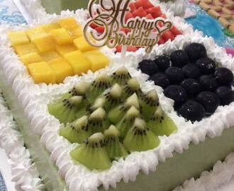 ~ Fruity Pandan Layer Cake 水果香兰千层蛋糕~