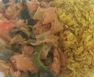Kip tandoori met rijst en Chinese groente