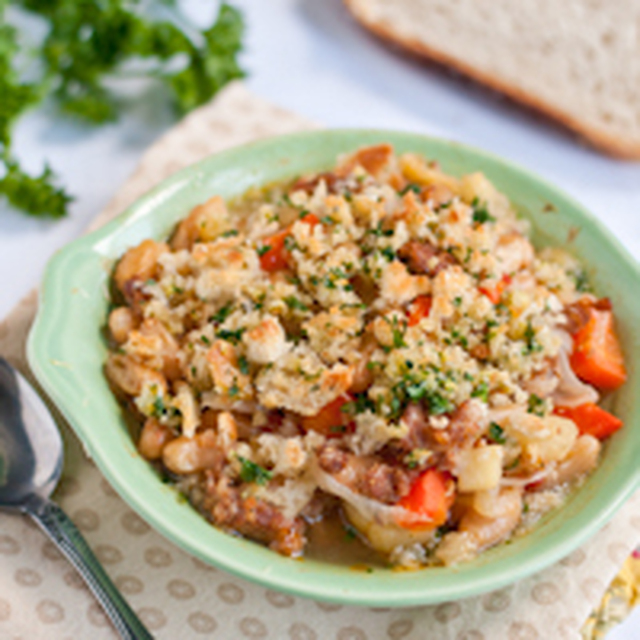 Cozy Cassoulet with Garlic Breadcrumb Topping
