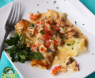 Crawfish Crepes with Creole Cream Sauce
