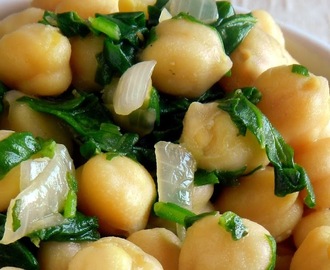 Salada quente de grão-de-bico e espinafre #segundadasalada