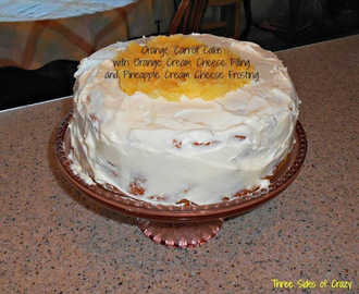ORANGE CARROT CAKE with ORANGE CREAM CHEESE FILLING and PINEAPPLE CREAM CHEESE ICING