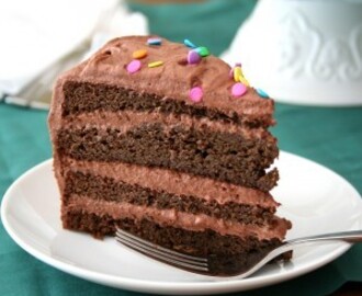 Chocolate Layer Cake with Chocolate Sour Cream Frosting (Low Carb and Gluten-Free)