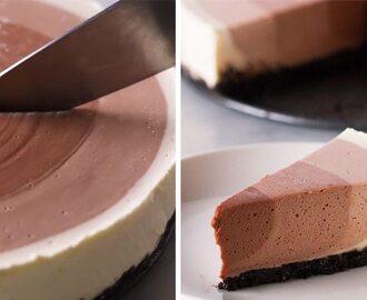 Nepečený čokoládový cheesecake s tromi vrstvami čokolády: Keď som ho doma nakrojila, všetkým sa zbiehali slinky!