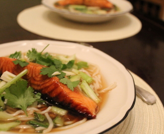 Soy Glazed Salmon with Miso Noodle Broth