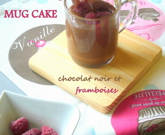 Mug cake au chocolat noir et framboises pour "Cuisinons avec et pour les enfants"