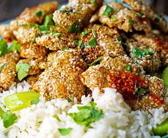 Baked Sesame Chicken with Honey Sauce