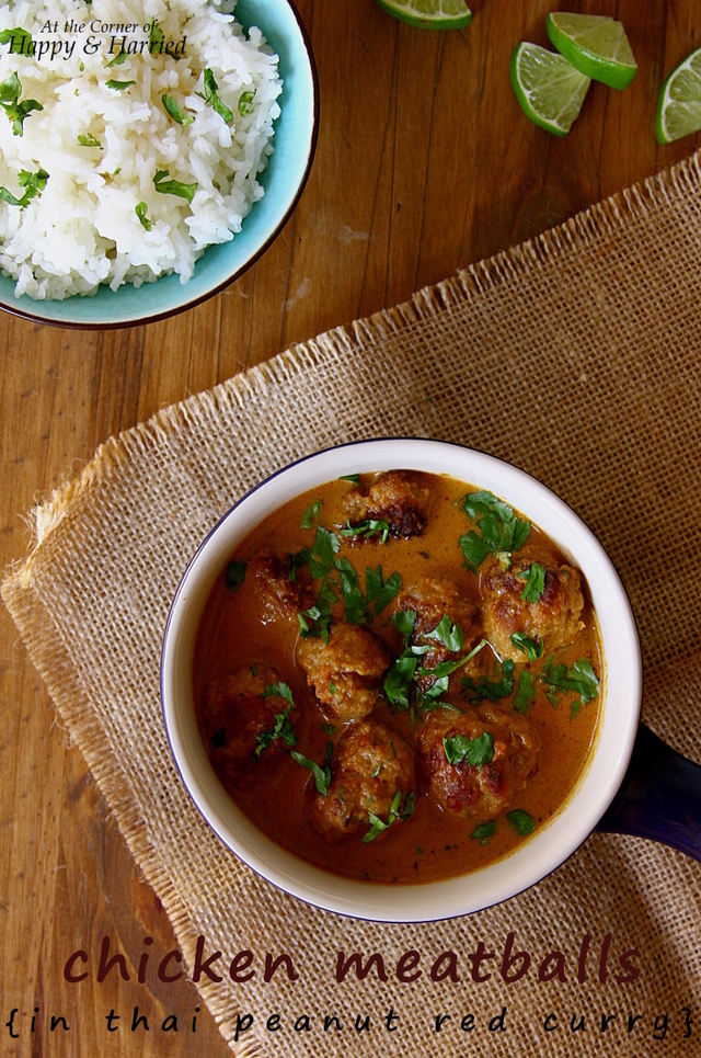 Chicken Meatballs In Thai Peanut Red Curry
