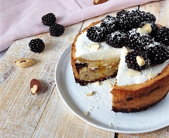 Glutenvrije Mango & Bramen Cake met een frisse cheesecake topping - Oh My Pie!