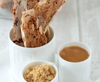 Spiced Apple Biscotti with Caramel Sauce & Crumble Dip