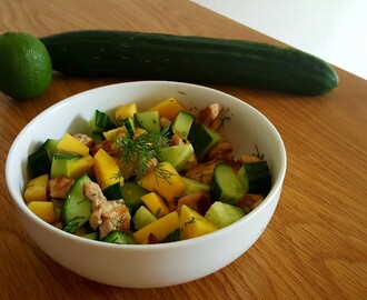 Komkommer-Mango-Kip salade: fris en fruitig met een zoete smaak