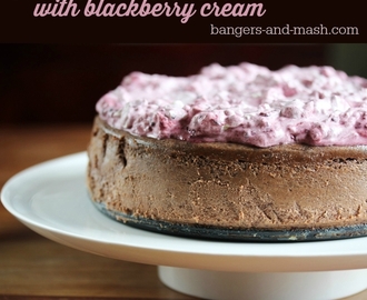 Chocolate cheesecake with blackberry cream