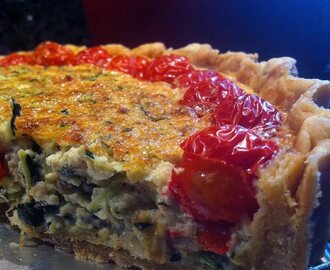 Parmesan and Courgette/Zucchini Quiche with Parmesan Pastry and CherryTomatoes