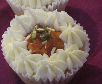 Gajar Halwa Cupcakes with Saffron Spiced Butter Cream