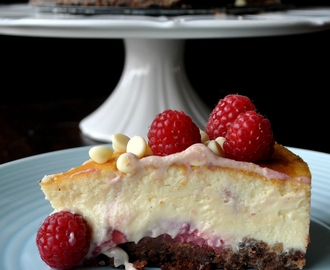 Baked Chocolate and Raspberry Cheesecake