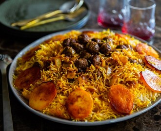 Kalam polo-Iranskt ris med köttbullar och kål