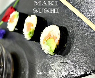 Maki Sushi con salmón y aguacate, mi primera vez que me enfrento a ello ... que cosa tan rica