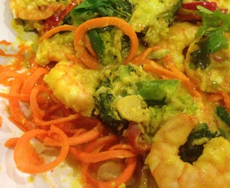 Thai prawn curry with carrot noodles