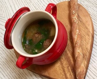 Vegetable Soup with Spicy Merguez Sausage