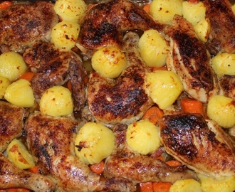 Fűszeres sült csirke zöldségekkel recept
