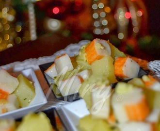Idea per un antipasto natalizio: insalata di patate e surimi al profumo di zenzero!