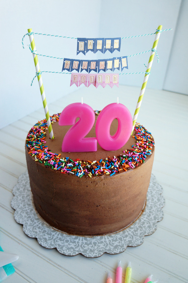 20th birthday chocolate confetti cake