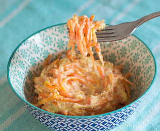 {cozinha fit} Espaguete de cenoura ao molho de queijo