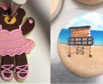 How To Make Cookie Art Decorating icing sugar  #CookiesDecorating Tutorial satisfying