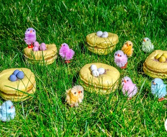 Macarons en forme de nids pour Pâques