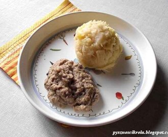 Obiad dla niemowlaka#13: puree z ziemniaka i pietruszki oraz wątróbka drobiowa z jabłkiem i porem