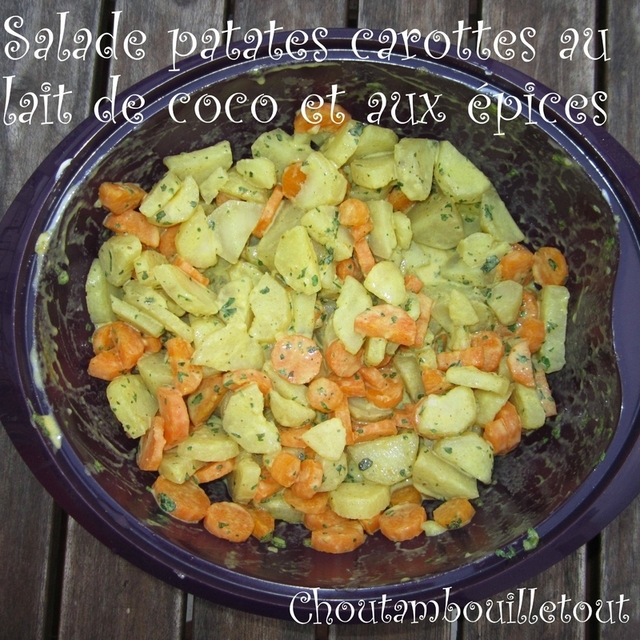 Salade patates carottes au lait de coco et aux épices