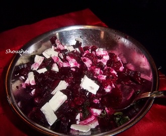 Rote Beete Himbeer Salat mit Schafskäse